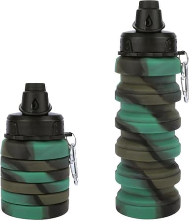 Collapsible Water Bottle for Adults, Boys, Students, Kids, Reusable Silicone Foldable Water Bottles for Travel Camping Hiking, Portable Sports Water Bottle, Camouflage - Image 1