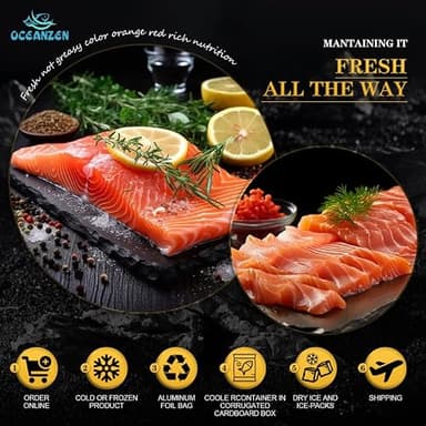 OCEANZEN Atlantic Salmon Sashimi Grade – 6 Packs (2 x 6 oz Skinless Fillets per Pack), Fresh-Cut & Flash-Frozen – Premium Quality, Sustainably Sourced – 4.5 lbs - Image 5