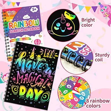 FEREDO KIDS Party Favors for Kids: 16 Pack Rainbow Scratch Art Notebook Back to School Students Classroom Gifts Bulk for Girls Boys Goodie Bags Stuffers, Return Gifts for Birthday Party Favors Bulk - Image 6