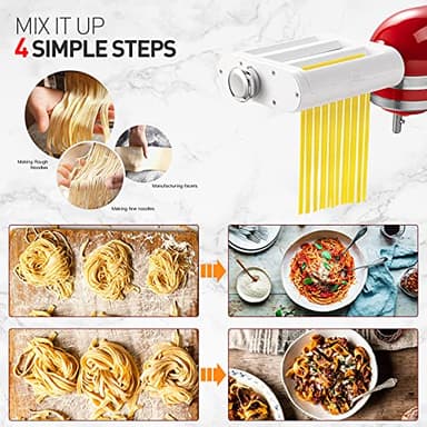 Antree Pasta Maker Attachment 3 in 1 Set for KitchenAid Stand Mixers Included Pasta Sheet Roller, Spaghetti Cutter, Fettuccine Cutter Maker Accessories and Cleaning Brush - Image 3