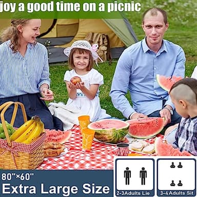 Large Beach Blanket Outdoor Picnic Blankets, Foldable Waterproof Sand Free beach Mat for Festival BBQ Park Grass Lawn Camping Hiking Travel Concerts,Suitable for 2-4 people (Classic Red Check,80x60in) - Image 4