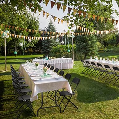 Bonnlo Folding Chairs Set of 10, Black Plastic Chair Sturdy Seat with Metal Frame, Perfect for Party, Event, Wedding, Birthday, Office, Outside Entertaining - Image 2