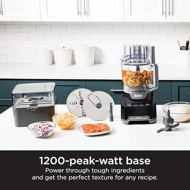 Ninja NF705BRN Professional XL Food Processor, Storage Box, 1200 Peak-Watts, 4-in-1, Chopping, Slicing/Shredding, Purees, Dough, 12-Cup Processor Bowl, 2 Blades & 2 Discs, Feed Chute/Pusher, Black - Image 3