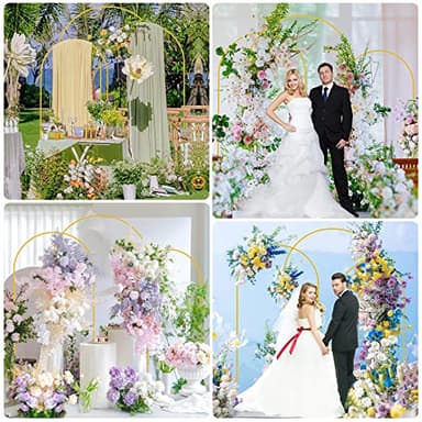 Fomcet Metal Arch Backdrop Stand Set of 3 Gold Wedding Arch Stand 7.2FT & 6.6FT & 6FT Arched Backdrop Frame for Birthday Party Baby Shower Graduation Ceremony Decoration - Image 6