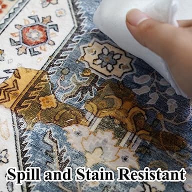 HILORUUG Washable Area Rug - 6x9 Bedroom Living Room Large Indoor Rugs Soft Oriental Vintage Rugs Non-Slip Backing Stain Resistant for Farmhouse Kitchen (6x9 Navy Blue) - Image 3