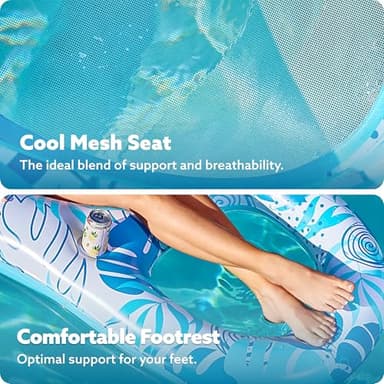 SLOOSH 2 Packs Inflatable Pool Floats Lounger Adult, Pool Float Lounge Raft Floaties Water Floating Recliner Chair with Cup Holders Foot Rest Swimming Floaty (Blue, Pink) - Image 3