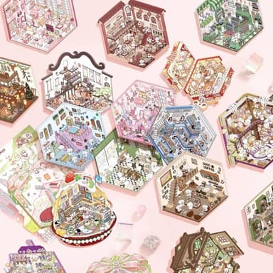 DIY 3D House Stickers Scene, 28 Set Fun DIY Sticker Therapy,Make Your Own Cute 3D Miniature Stickers Scene Sticker for Adult Kids for Relief Stress Pass The Time - Image 7