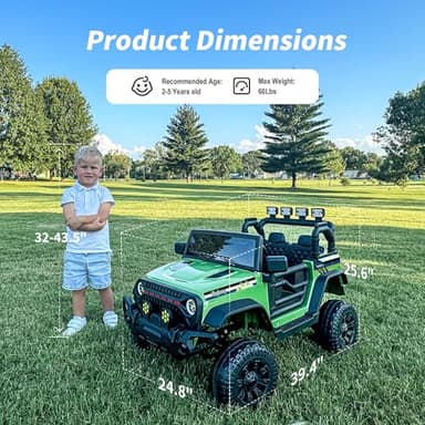 Outfunny 24V Ride on Truck Toy, Electric Ride-on Car for Kids with Remote, 400W Power, 5Mph Max Speed - Army Green - Image 4