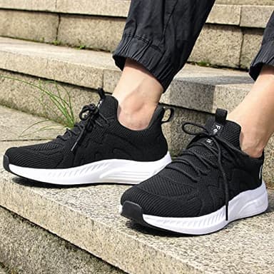 Feethit Mens Running Shoes Slip on Walking Tennis Shoes Lightweihgt Breathable Non Slip Fashion Sneakers for Work Gym Travel Black White 11 - Image 7