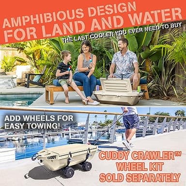 GoSports Outdoors Cuddy Floating Cooler and Dry Storage Vessel - 40QT - Amphibious Hard Shell Design, Tan - Image 4