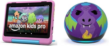 Amazon Kids Entertainment Device Bundle Including Fire HD 8 Kids Pro Tablet (32GB, Jungle Cat) + Echo Dot Kids (Dragon - Image 2