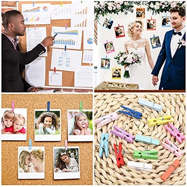 50Pcs Wooden Clips Push Pins Tacks for Cork Board Artwork for Crafts Arts Projects Photo Supplies(Colorful) - Image 4