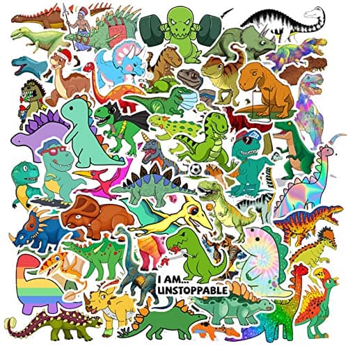 100PCS Dinosaur Stickers, Cute Waterproof Cartoon Stickers for Kids, Teaching Rewards, Dino Party Favourites, Stocking Stuffers for Kids Boys Girls Toddlers Teens - Image 1