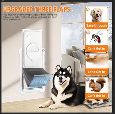 MIAOTONG 3-Flap Dog Door for Wall, Energy-Efficient Insulated Pet Door for Wall, Aluminum Lock Doggy Door for Wall,Steel Frame and Telescoping Tunnel Dog Doors(Pets Up to 220 Lb) -X-Large - Image 4