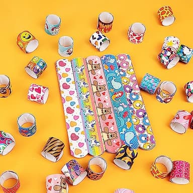 JOYIN 60 Pcs Slap Bracelets for Kids, Bulk Wristbands with Animals, Friendship, Heart, Party Favors, Classroom Prizes Birthday Exchanging Gifts,Goodies Bag Stuffers Fillers - Image 7
