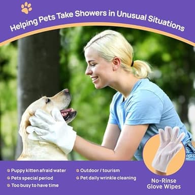 HICC PET Cleaning Deodorizing Glove Wipes for Dogs & Cats, Vet Recommended Hypoallergenic Pet Cleaning and Hydrating Glove Wipes, Nourish Fur Coconut Oil Pet Bathing Wipes for Horse Coat Care - Image 8