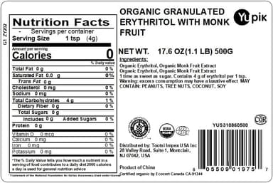 Yupik Organic Granulated Erythritol With Monk Fruit, 1.1 lb Natural Sweetener, Sugar Substitute, Diabetic-Friendly Sweetener, Sugar-Free Sweetener - Image 4