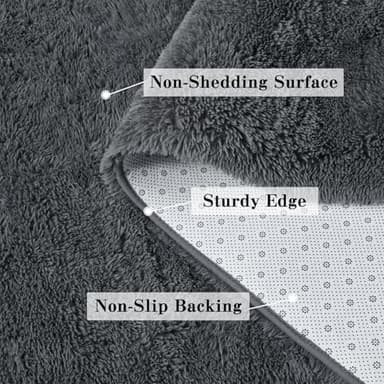 DweIke Fluffy Dark Grey 3x5 Area Rugs for Bedroom Living Room, Soft Plush Shaggy Deep Gray Girls Boys Kids Rug, Non-Slip and Machine Washable Carpet for Dorm Nursery Classroom Decor - Image 5