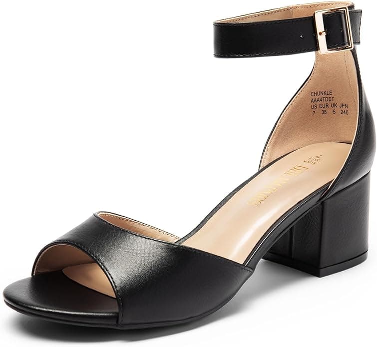 DREAM PAIRS Womens Heels, Chunk Low Heel Comfortable Pump Sandals Dress Shoe - Image 1