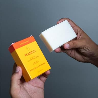 Mando Acidified Cleansing Bar - 24-Hour Odor Control - Removes Odor Better than Soap - Moisturizing Formula - SLS Free, Paraben Free - Safe For Sensitive Skin - Bourbon Leather - Image 5