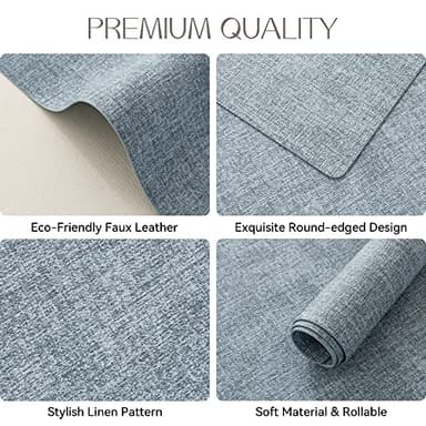 Romanstile Vinyl Placemats Set of 4-12 X 18 Inch - Heat Resistant Place Mats 100% Waterproof Oilproof Wipeable Reversible Faux Leather Table Mats for Kitchen/Dining/Party/Outdoor, Sky Blue - Image 5