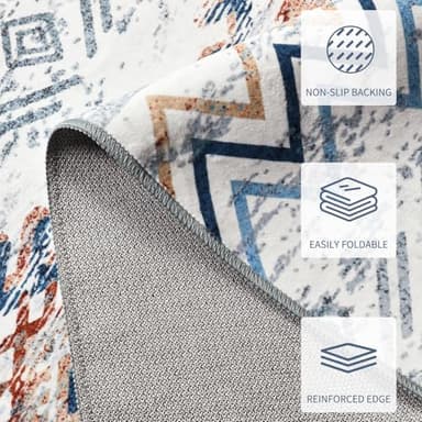 Snoffic Area Rug Living Room Rugs Large Soft Boho Farmhouse Indoor Floor Rug (Blue, 6'x9') - Image 6