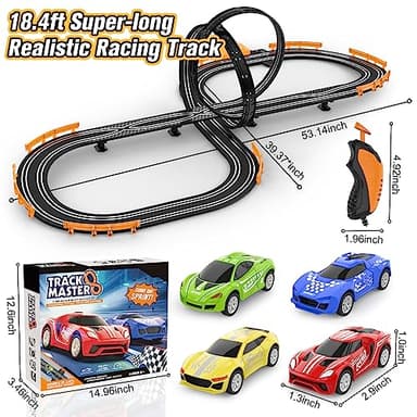 Slot-Car-Race-Track-Sets for Boys Kids, Battery or Electric Race Car Track with 4 High-Speed Slot Cars, Dual Racing Game 2 Hand Controllers Circular Overpass Track, Toys Gifts for 6-8 8-12 Boys Girls - Image 4