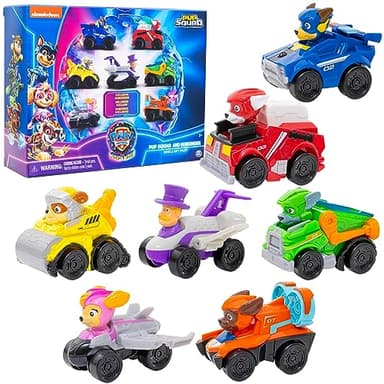Paw Patrol: The Mighty Movie Toy Vehicle Set- 7 New Cars & Trucks w Exclusive Mayor Humdinger Action Figure-Includes Rubble, Chase, Skye, Zuma, Marshall, Rocky - Image 1