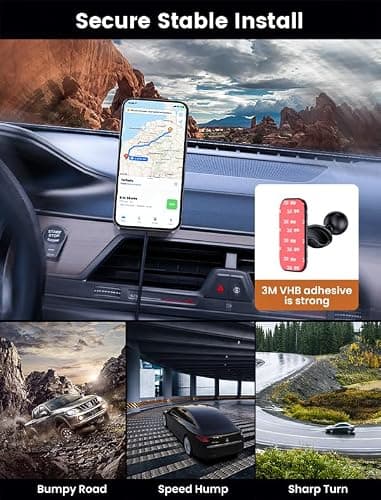 MOKPR for Magsafe Car Mount Charger-15W Wireless Car Charger-Magnetic Car Phone Holder for Dash Air Vent-LED RGB HandsFree Car Mount Fast Car Charger for iPhone 14/13/12 Series - Image 4