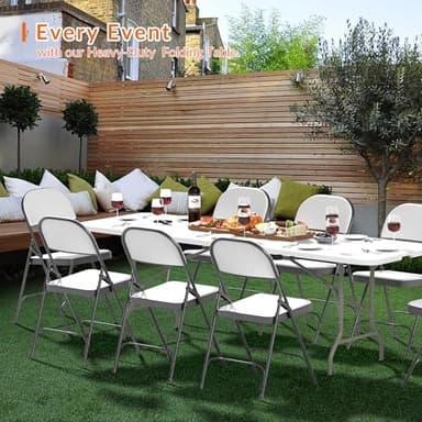 Elevon Folding Table, 8 Feet Heavy Duty Fold-in-Half Utility Table Indoor Outdoor for Camping, Picnic, Party - Image 2