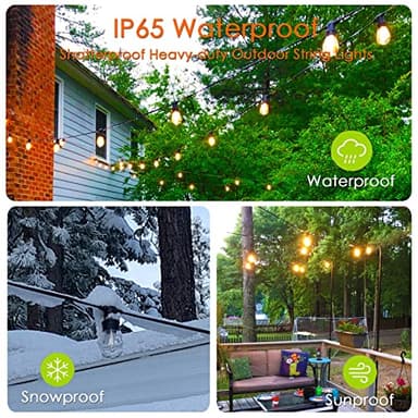 Skeerei Outdoor String Lights Waterproof 150FT Patio Lights with Shatterproof 2700K Plastic Bulbs String Lights for Outside Bistro Gazebo Pergola Café Market Lights, 3-Pack - Image 7