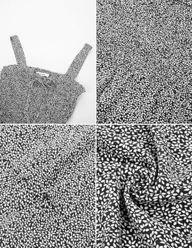 GRACE KARIN Women's 2025 Summer Floral Boho Dress Square Neck Strapped Swing A Line Sundress Beach Long Maxi OutfitsBlack L - Image 6