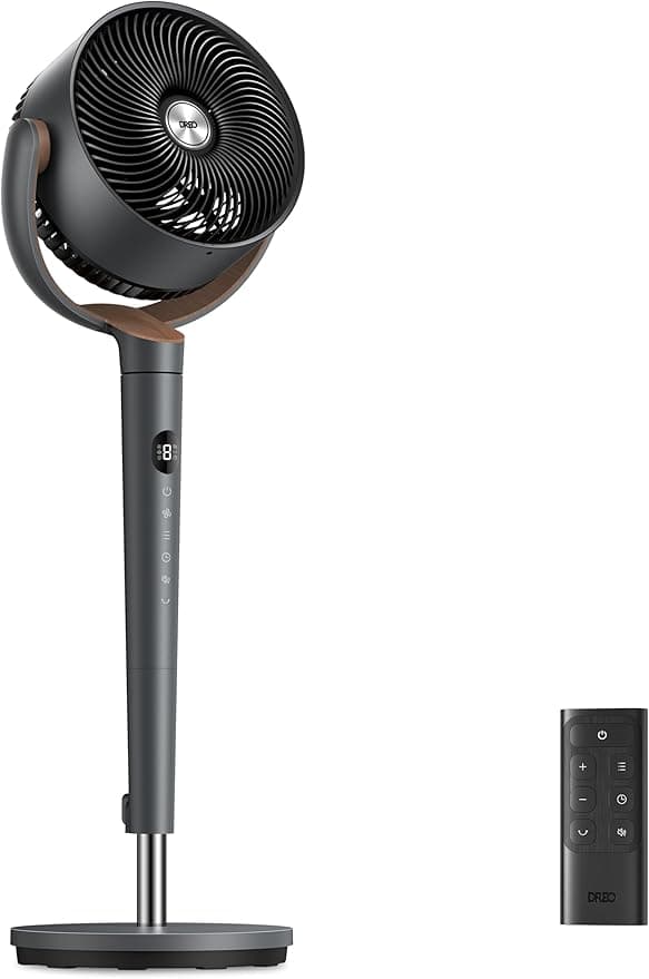Dreo Fan for Bedroom, 120° Oscillating Standing Fan, DC Motor, Quiet Pedestal Fans, 9 Speeds, 4 modes, 20dB Low Noise, Floor Fan for Whole Room, 37-42'' Adjustable Height, 9H Timer - Image 1