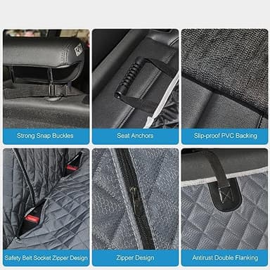 ANOSOSPECIAL Grey Dog Car Seat Cover for Back Seat,Non-Stick Fur,Pet-Friendly and Waterproof - Universal Fit Interior Protector for Auto, Van, SUV - Ideal for Kids and Pets - Image 4