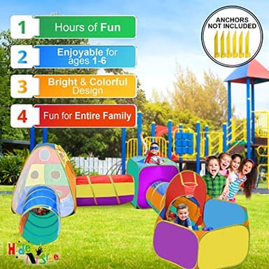 Gift for Toddler Boys & Girls, Ball Pit, Play Tent and Tunnels for Kids, Best Birthday Gift for 3 4 5 Year Old Pop Up Baby Play Toy, Target Game w/ 4 Darts Indoor & Outdoor - Image 4