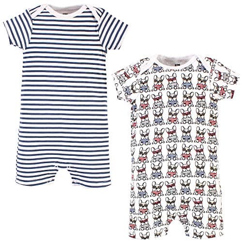 Hudson Baby Unisex Baby Cotton Rompers, French Dog 2-Pack, 3-6 Months - Image 1