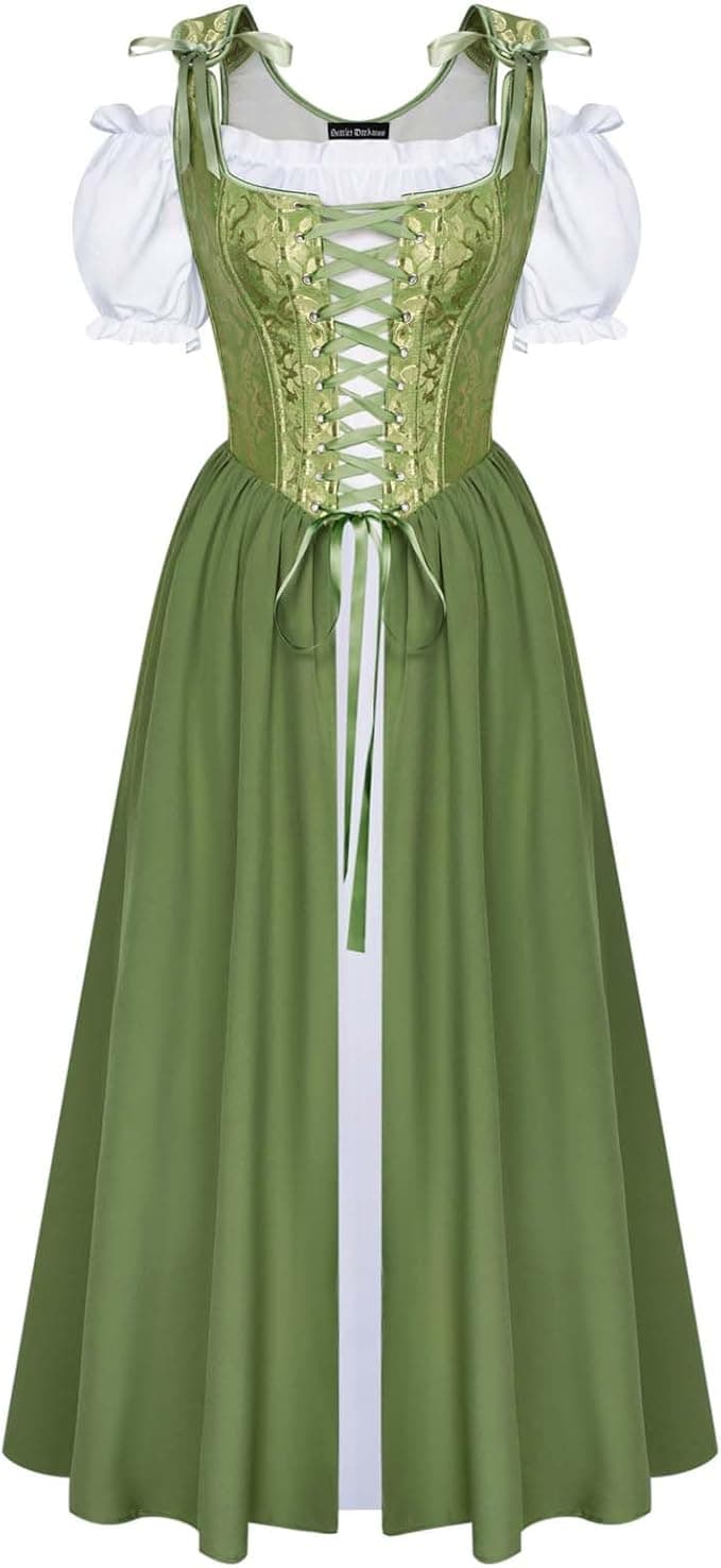Scarlet Darkness Renaissance Costume Women Medieval Corset Dress Puff Sleeve Fairy Dress - Image 1