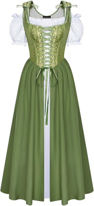 Scarlet Darkness Renaissance Costume Women Medieval Corset Dress Puff Sleeve Fairy Dress - Image 1