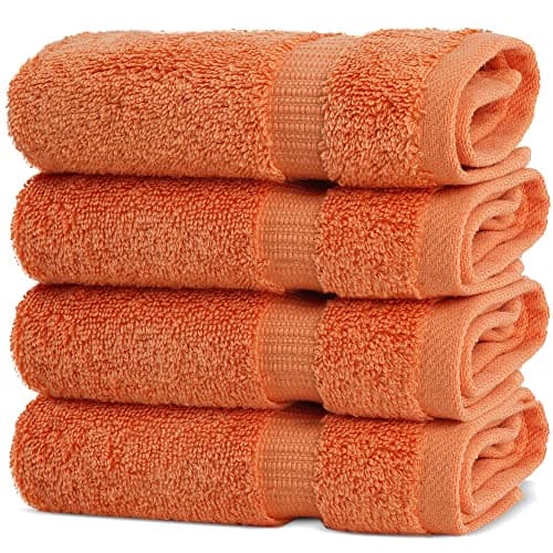 Chakir Turkish Linens | Hotel & Spa Quality 100% Cotton Premium Turkish Towels | Soft & Absorbent (4-Piece Washcloths, Coral) - Image 1
