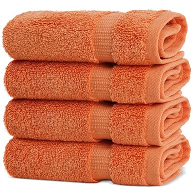Chakir Turkish Linens | Hotel & Spa Quality 100% Cotton Premium Turkish Towels | Soft & Absorbent (4-Piece Washcloths, Coral) - Image 1