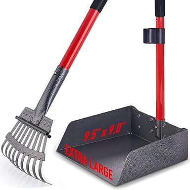 Pawler Pooper Scooper for Large Dogs, Small Dogs and Horses, Metal Poop Scooper Set with Long Handle Rake and Tray for Yard, Grass, Dirt or Gravel, Heavy Duty Aluminum Poop Picker Upper - Image 4