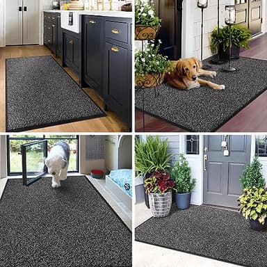 Mibao Front Door Mat, Dirt Trapper Welcome Mat for Outdoor Indoor, Non-Slip Waterproof Doormat, Durable Machine Washable Low Profile Entry Rug for Back Door Outside Patio Porch, 30" x 18", Grey - Image 7
