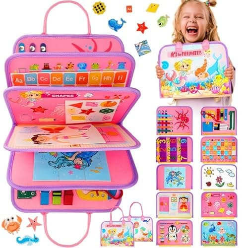 SaFeli Toddler Busy Board, Montessori Toys for 1 2 3 Year Old Girl Birthday Gifts - Educational Busy Book, Kids Sensory Toy, Preschool Learning Activities and Travel Toys for Toddlers 1-3 2-4 - Image 1