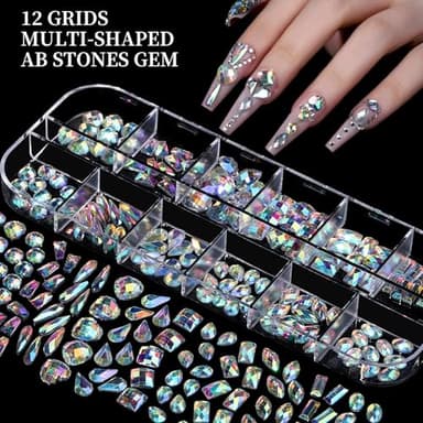 FANDAMEI Nail Charms, Nail Rhinestones Kit with 8 Boxes of Nail Gems, 3D Charms for Nails, Colorful Clear Flatback Rhinestones, Multi Shape Pearls Jewels Crystals for Craft - Image 7
