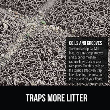 GORILLA GRIP Cat Litter Box Mat, 35x23, Water Resistant, US Designed Kitty Litter Trapping Mats, Easy to Clean, Scatter Control, Less Mess and Clean Floors, Kitten Supplies for Indoor Cats, Gray - Image 3