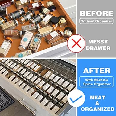 MIUKAA Clear Acrylic Spice Drawer Organizer, 4 Tier- 2 Set Expandable From 13" to 26" Drawer Seasoning Organizer, Kitchen Spice Rack Tray for Drawer/Countertop (Jars not included) - Image 6