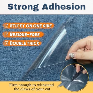 Cat Scratch Furniture Protector, One Sided Sticky Couch Protector from Cat Claws, Double Thick Couch Protector, Premium Clear Furniture Protector for Sofa Corner (12 PCS + 60 Pins) - Image 4