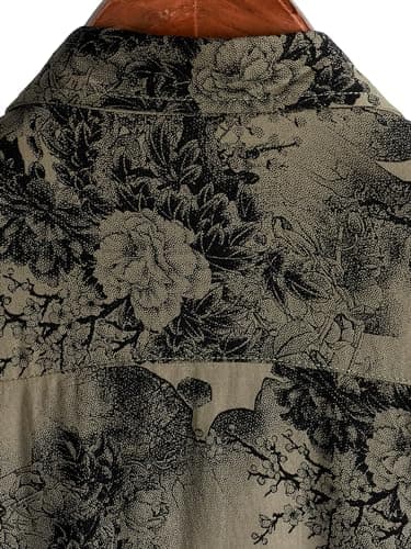 JOTOOK Mens Hawaiian Shirt Short Sleeve Button Down Tropical Shirts Casual Floral Summer Beach Shirt 3X-Large Khaki Flower - Image 6