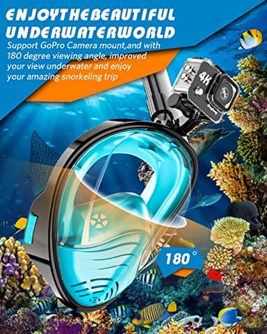 QingSong Full Face Snorkel Mask for Adults, Snorkeling Gear with Camera Mount, 180 Degree Panoramic View Snorkel Set Anti-Fog Anti-Leak - Image 5