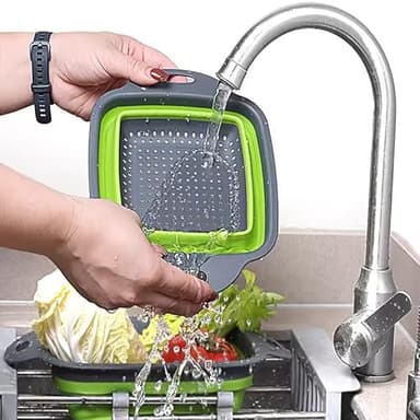 Aoeist 3 Packs Silicone Collapsible Strainer Silicone Collapsible Colanders For Easy Storage for Pasta & Veggies or as a Fruit or Berry Bowl, Normal, Green - Image 4